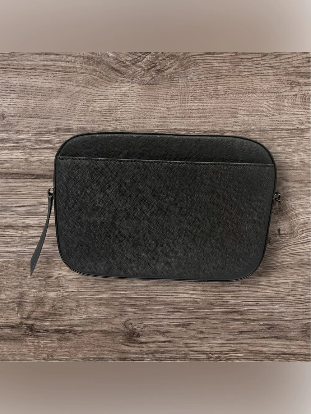 MICHAEL KORS Black Saffiano Crossbody with Silver Chain